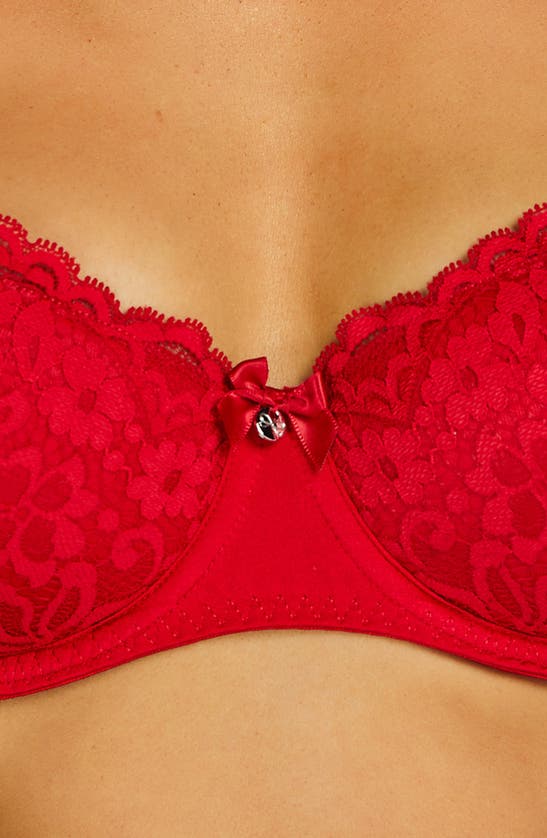 Hunkemoller Rose Lace Underwire Bra In Rumba Red