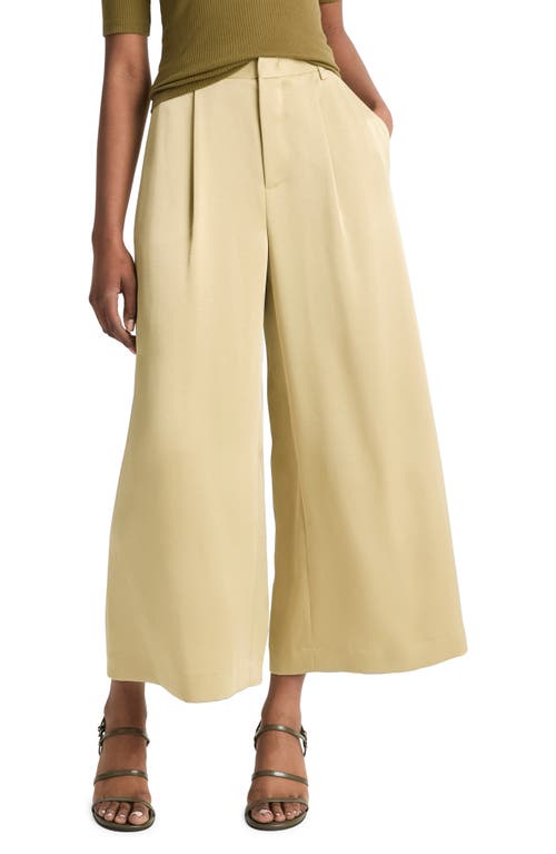 Shop Vince Mid Rise Satin Culottes In Pale Cliff