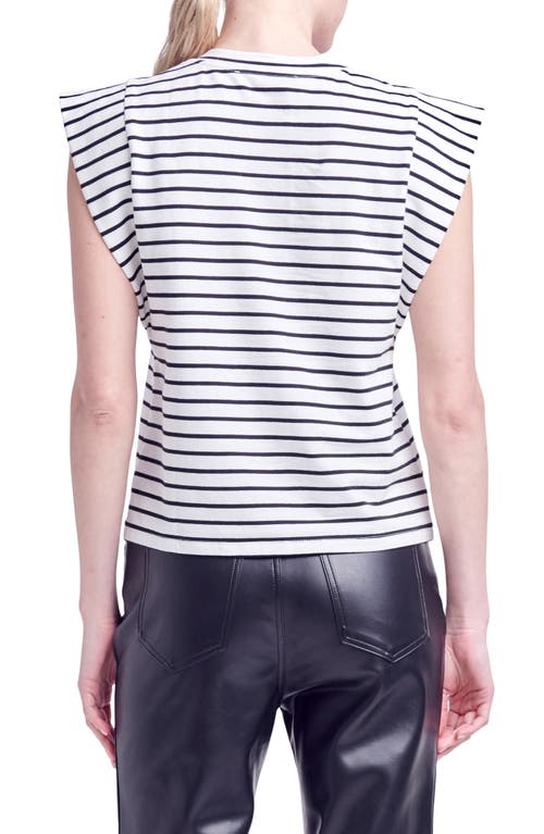 English Factory Stripe Extended Shoulder T-shirt In White/black
