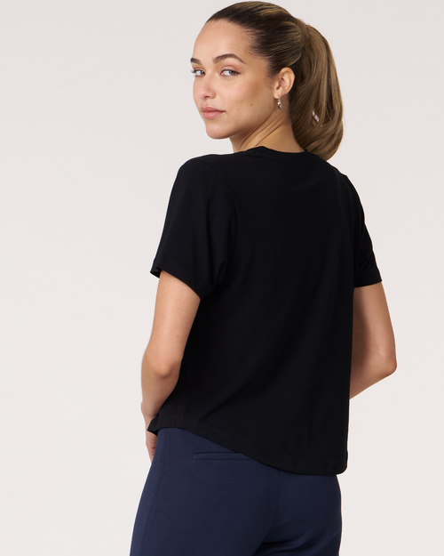 Shop Rebody Active Rebody Essentials V Neck Short Sleeve Top In Black