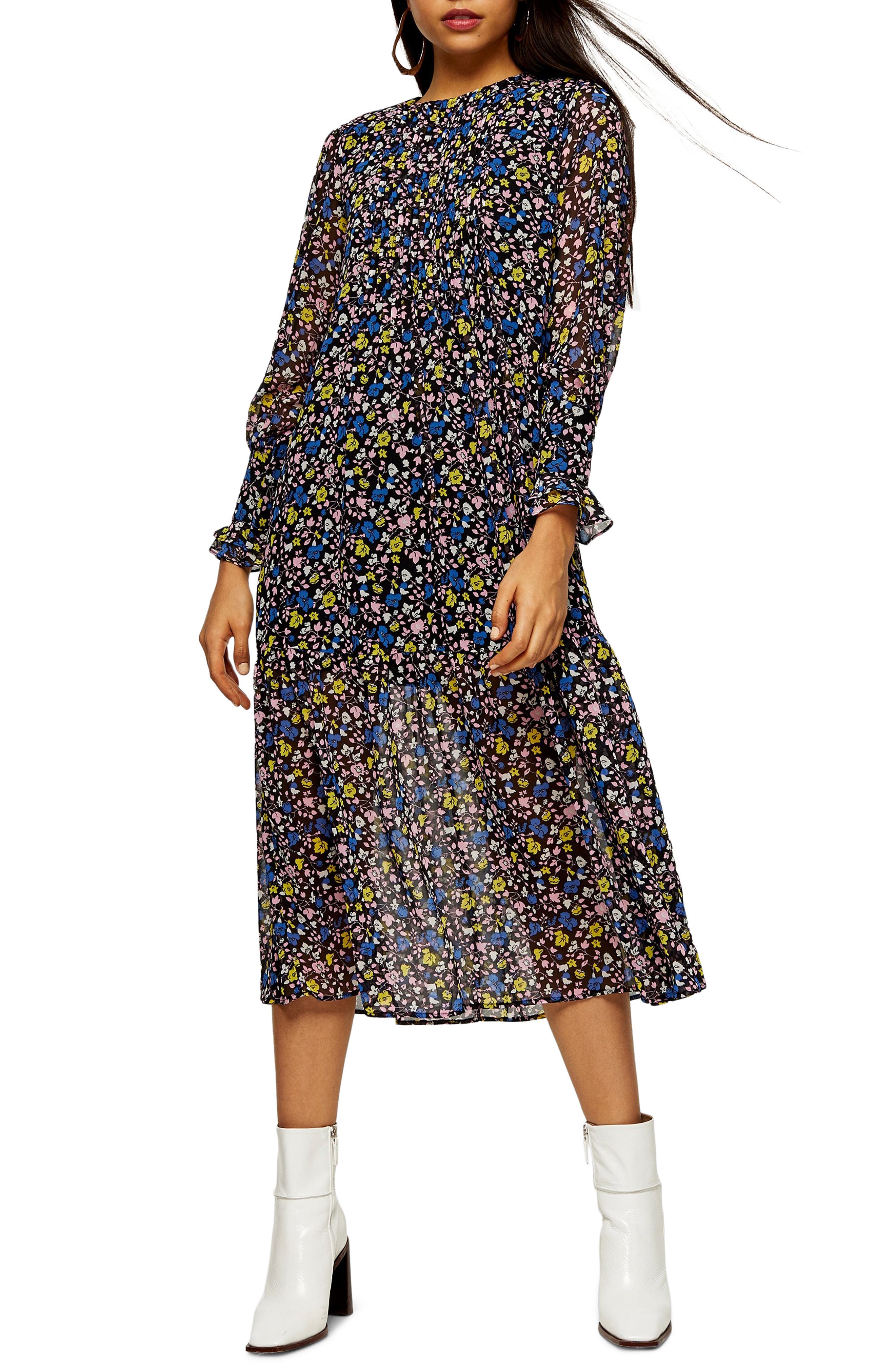 midi long sleeve floral dress