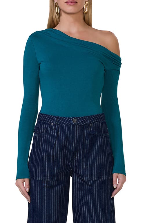 Afrm Bria One-shoulder Jersey Top In Spruce