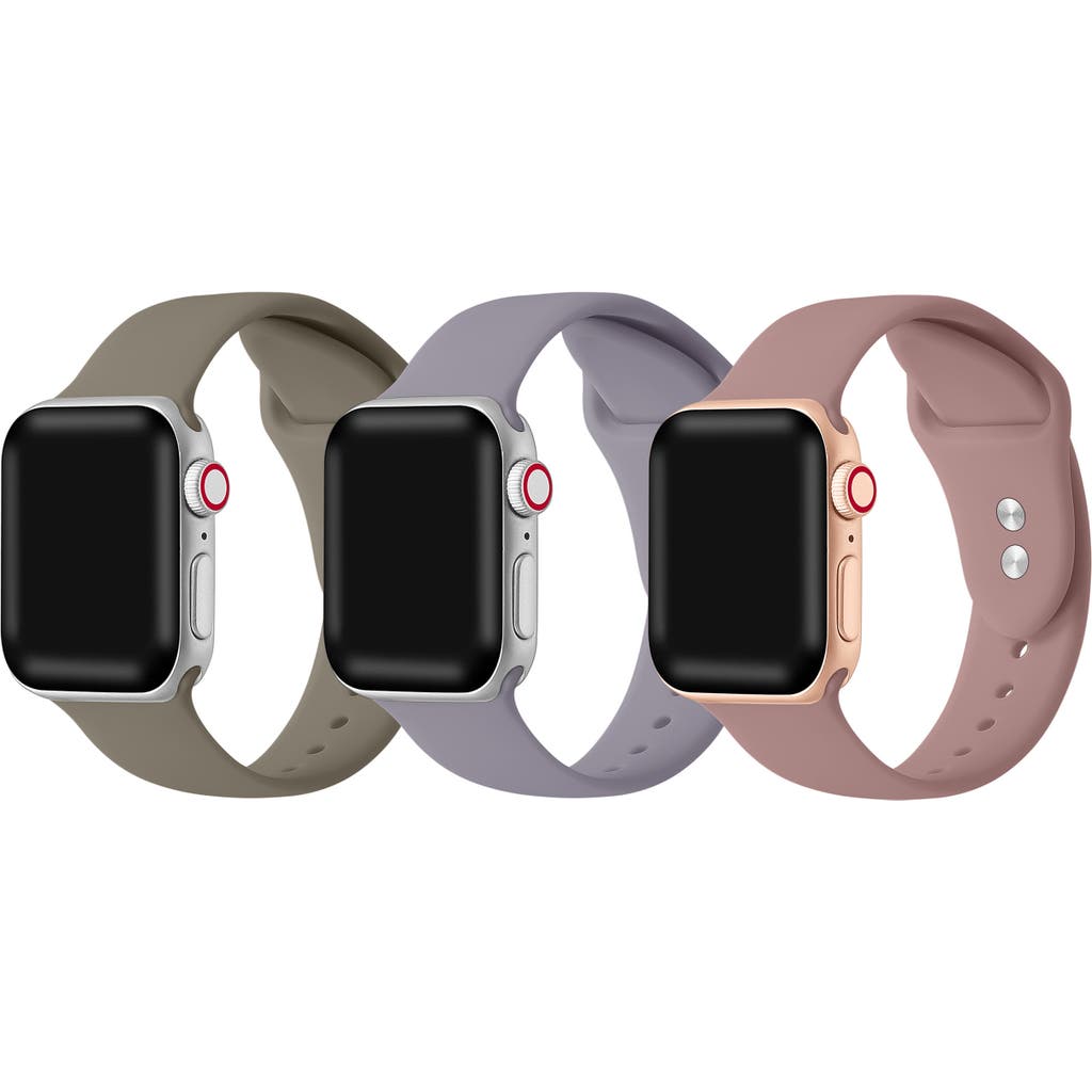 Shop The Posh Tech Pack Of 3 Silicone Watch Bands In Mocha/rose/lilac