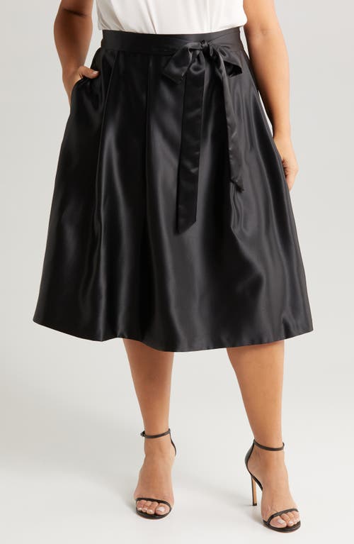 Satin Midi Skirt in Black