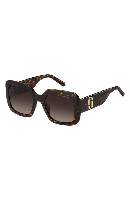 Marc Jacobs 53mm Gradient Square Sunglasses In Havana/brown Gradient