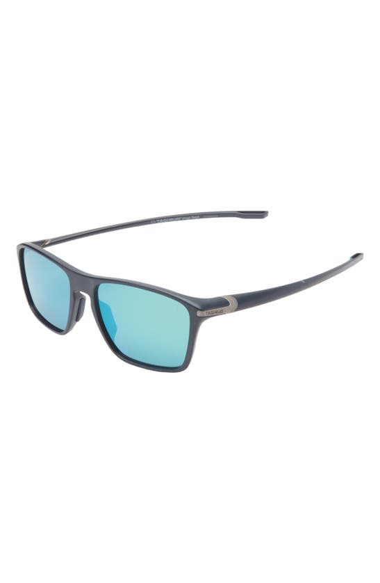 Shop Tag Heuer Vingt Sept 59mm Rectangular Sport Sunglasses In Matte Blue / Green Polarized