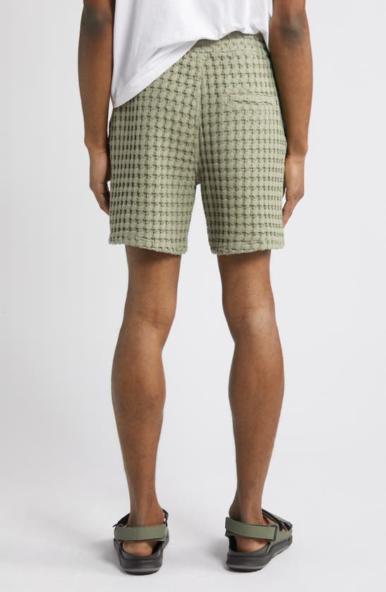 Shop Oas Porto Waffle Knit Cotton Shorts In Green