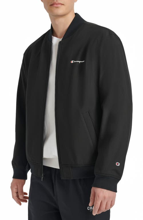 Champion Softshell Varsity Bomber Jacket In Black