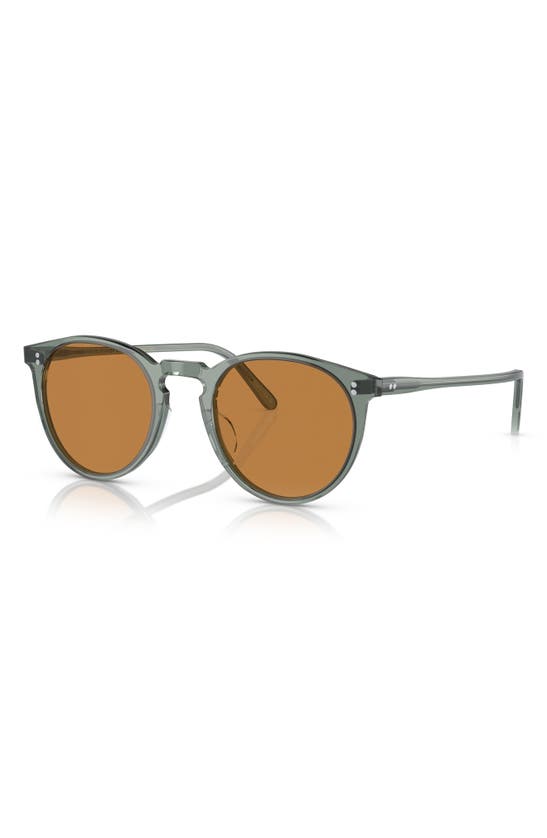 Shop Oliver Peoples O'malley 48mm Round Sunglasses In Blue