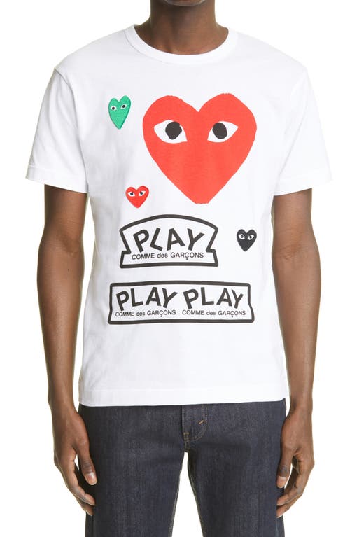 Comme des Garçons PLAY Comme de Garçons PLAY Heart Face Graphic Tee in White at Nordstrom, Size Medium