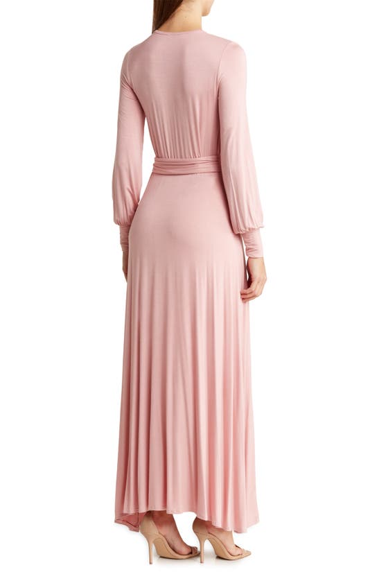 Shop Go Couture Surplice Neck Long Sleeve Knit Maxi Dress In Mauve