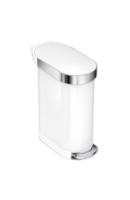 simplehuman 45L Slim Step Trash Can in White at Nordstrom