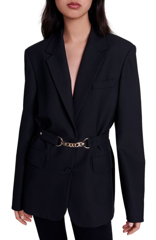 Shop Maje Belted Suit Jacket In Black