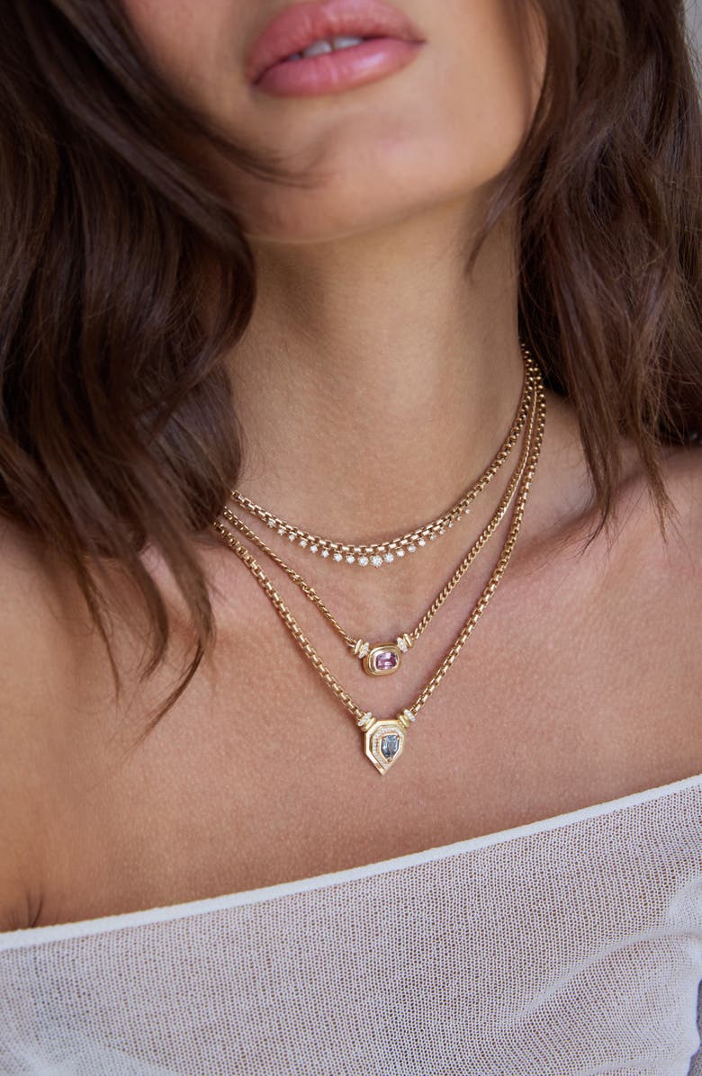 Zoë Chicco Diamond Frontal Box Chain Necklace Nordstrom