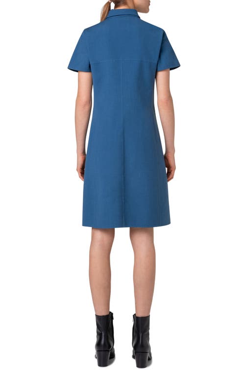 Akris Cotton Silk Button-front Polo Dress In Medium Denim