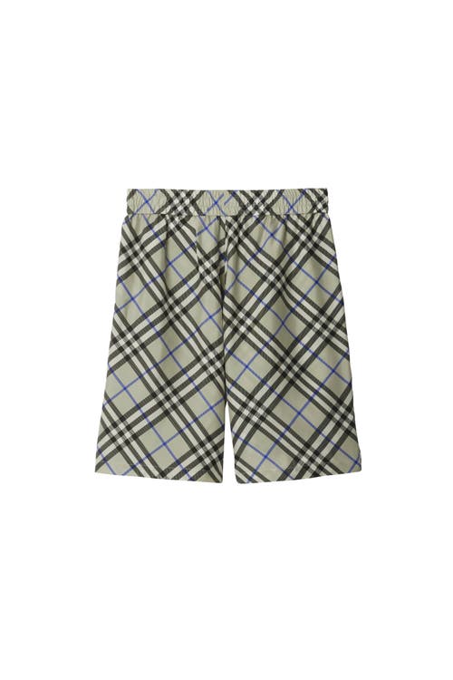 Burberry Nova Check Silk Shorts In Lichen