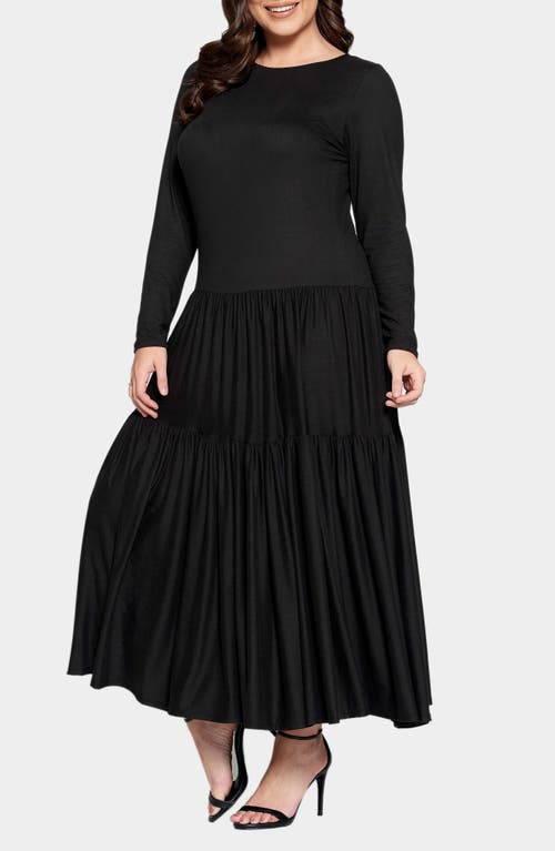 Shop L I V D Long Sleeve Maxi Dress In Black