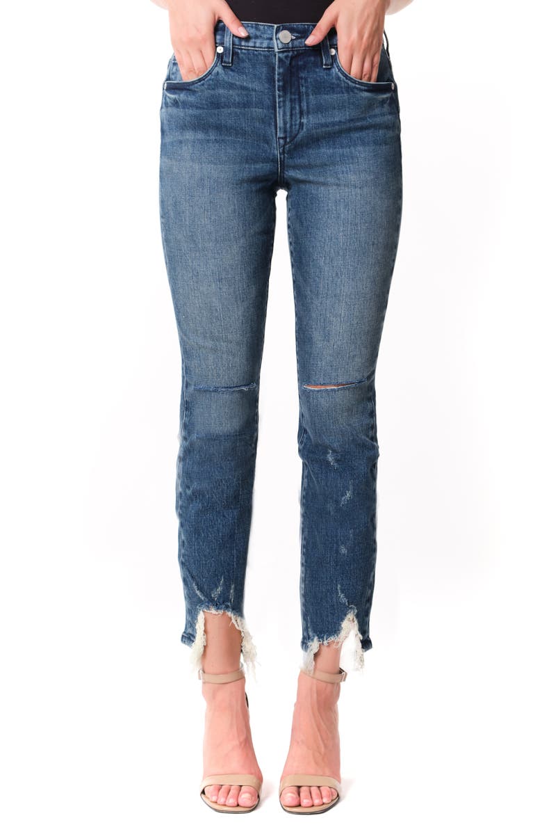 BLANKNYC The Madison Ripped Fray Hem High Waist Crop Straight Leg Jeans, Main, color, MY TYPE