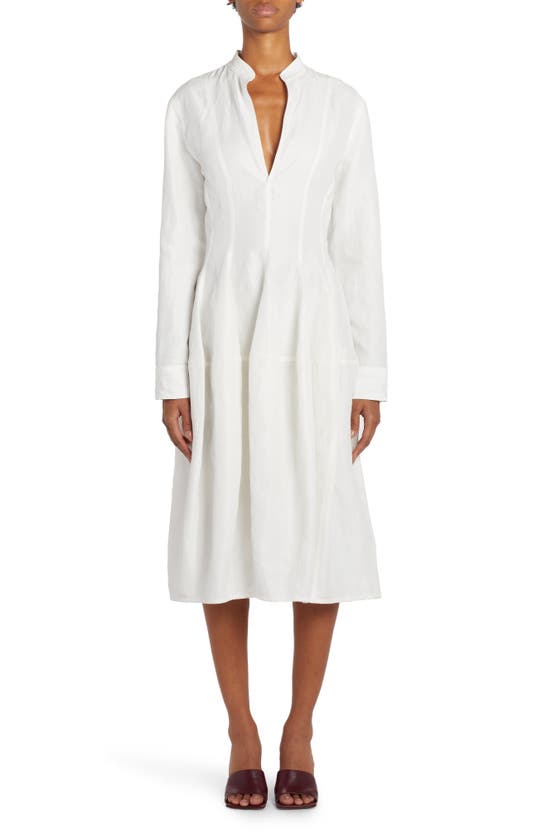 Bottega Veneta Women's Flared Long-sleeve Midi-dress In Chalk | ModeSens