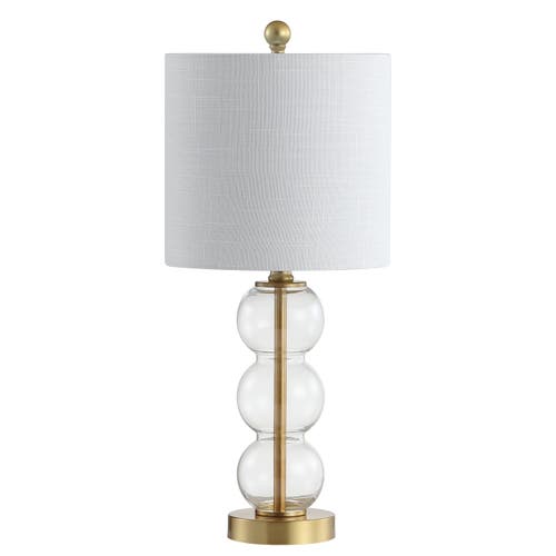 Jonathan Y February Glass/metal Led Table Lamp In Clear/brass Gold
