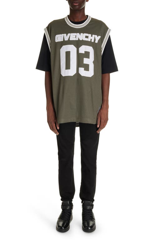 Shop Givenchy Casual Fit Double Layer T-shirt In Black/khaki