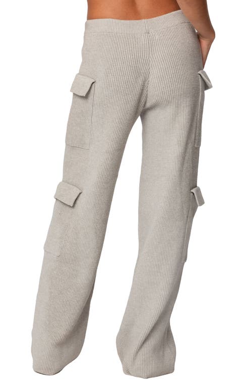 Edikted Wynter Low Rise Drawstring Cargo Sweater Pants In Gray-melange