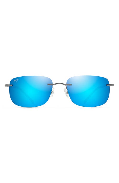 Maui Jim Ohai 59.5mm Polarized Rimless Rectangular Sunglasses In Gunmetal/blue Hawaii