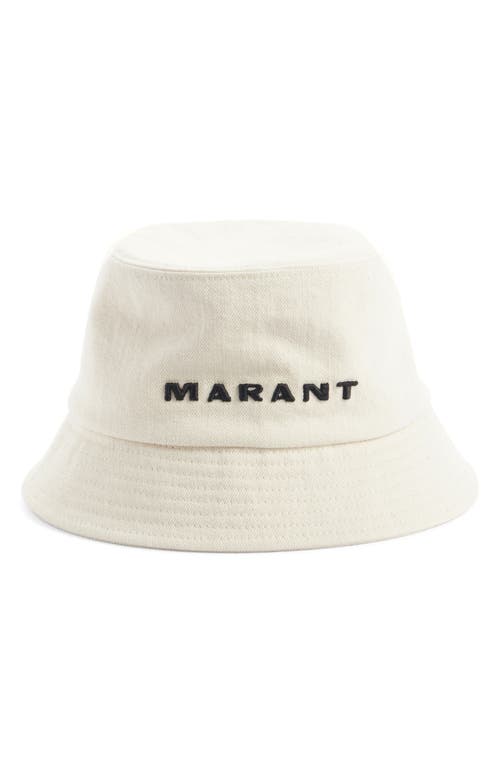 Shop Isabel Marant Haley Cotton Twill Bucket Hat In Ecru/black