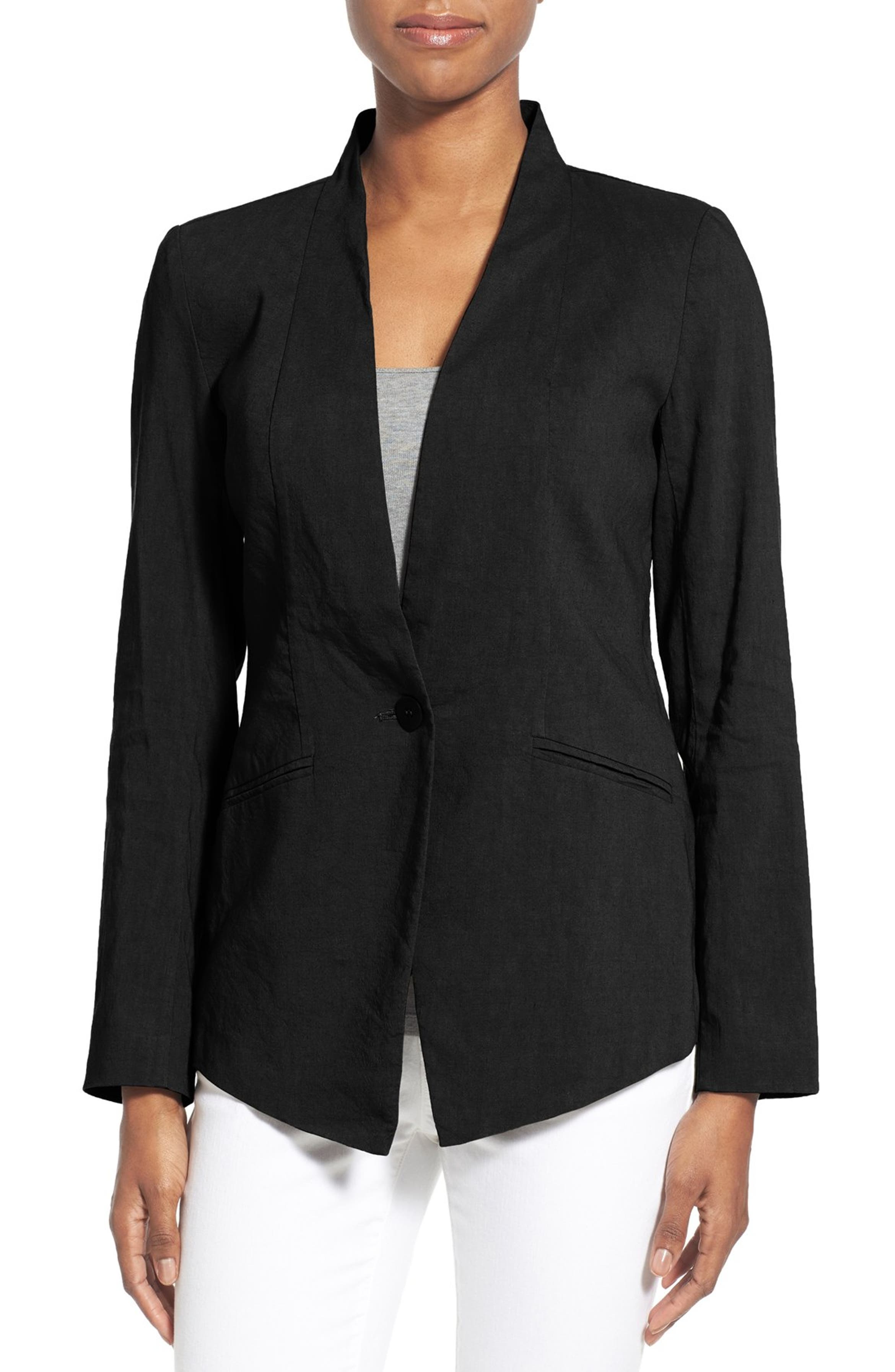 Eileen Fisher Organic Linen Blend One Button Jacket | Nordstrom