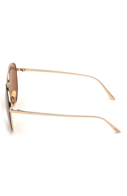 Shop Tom Ford 61mm Round Sunglasses In Shiny Rose Gold/violet