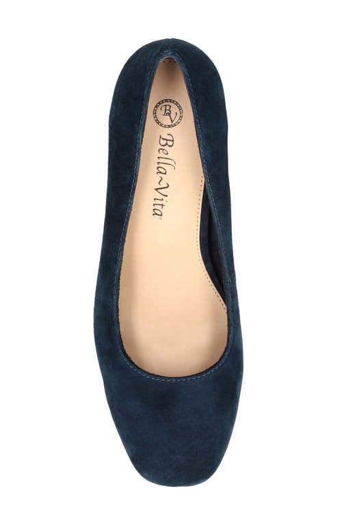 Shop Bella Vita Jillian Square Toe Pump In Navy Kidsuede Leather