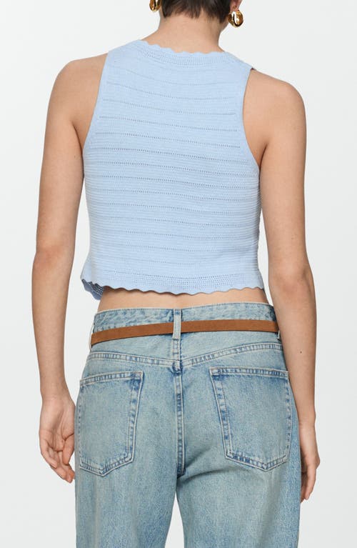 Shop Mango Open Stitch Knit Vest In Blue