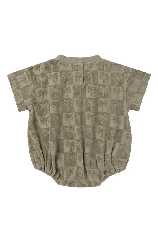Quincy Mae Babies' Palm Tree Textured Terry Bubble Romper In Palm-check