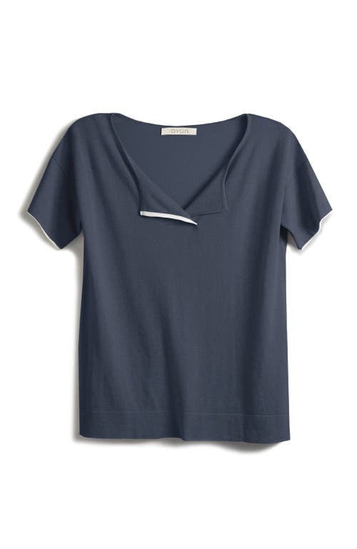 Shop Oyun Split Neck Tee In Cadet