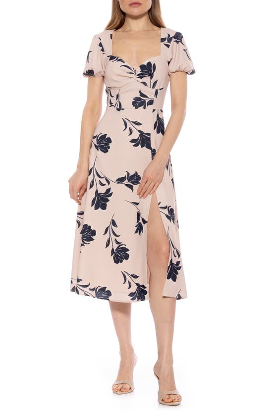 Shop Alexia Admor Gracie Sweetheart Slit Dress In Beige/floral