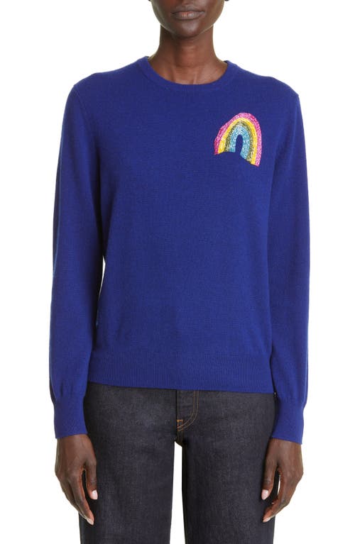 Lingua Franca x Nordstrom Gender Inclusive Beaded Rainbow Cashmere Sweater in Cobalt
