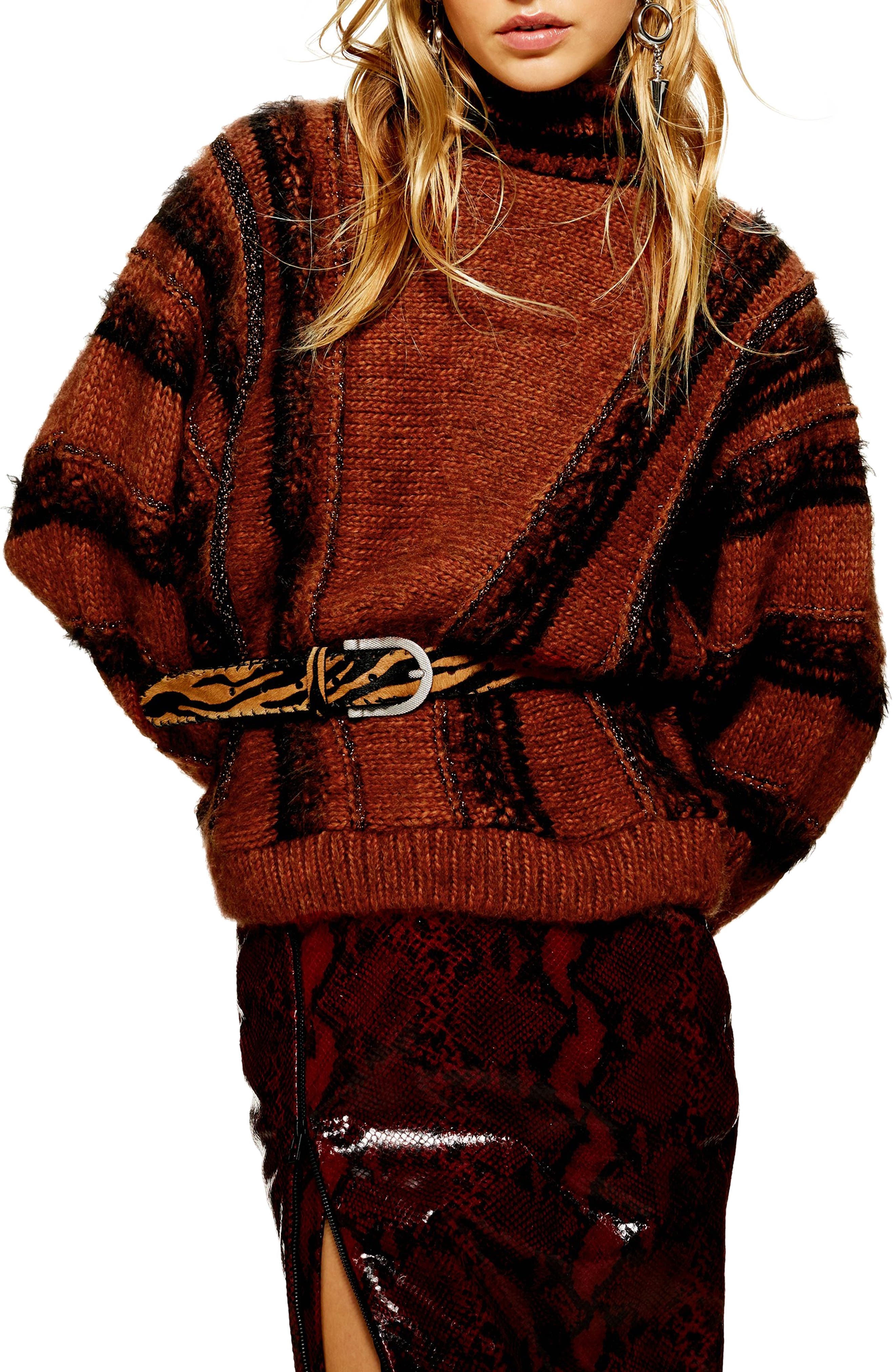 metallic stripe sweater