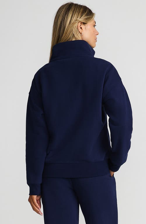 Shop Lands' End Serious Sweats Relaxed Long Sleeve Half Zip Sweatshirt In Deep Sea Navy