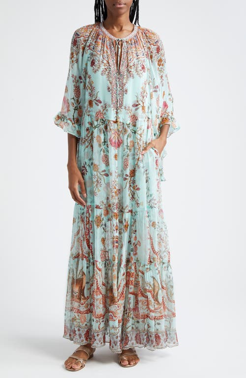 Camilla Weaving Worlds Floral Tiered Silk Maxi Dress