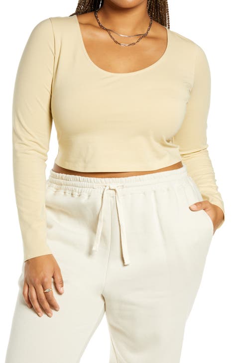 Crop Long Sleeve Organic Cotton T-Shirt (Plus Size)