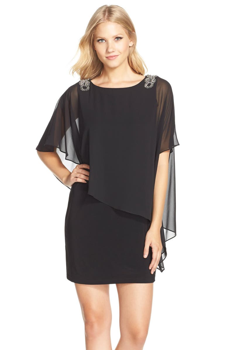 Xscape Embellished Chiffon Overlay Jersey Dress | Nordstrom