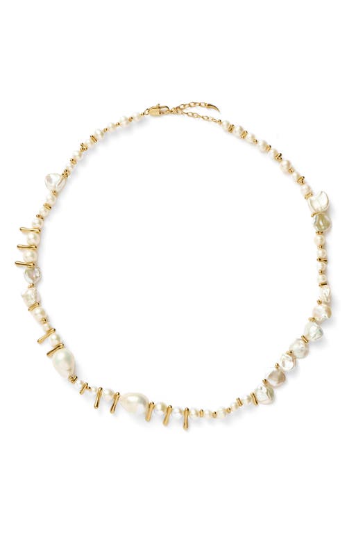 Missoma Mixed Pearl Beaded Necklace in Gold 