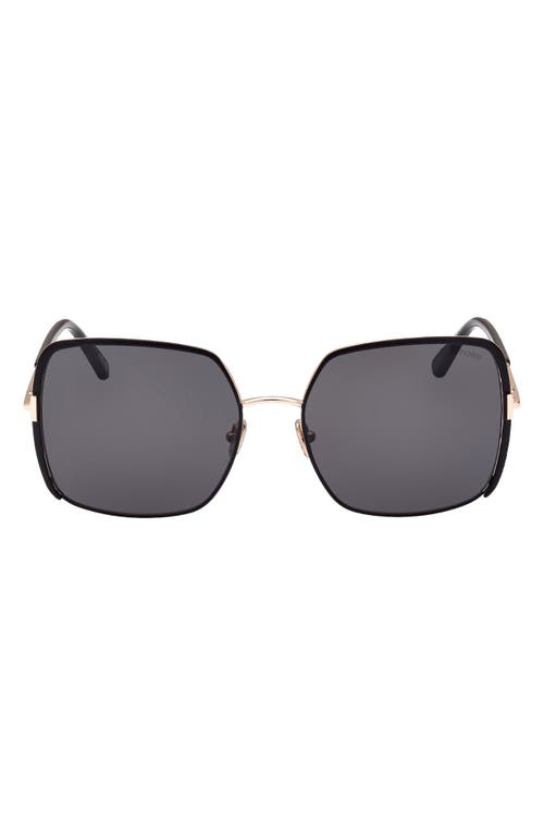 TOM FORD Raphaela 60mm Butterfly Sunglasses in Shiny Gold/Smoke at Nordstrom