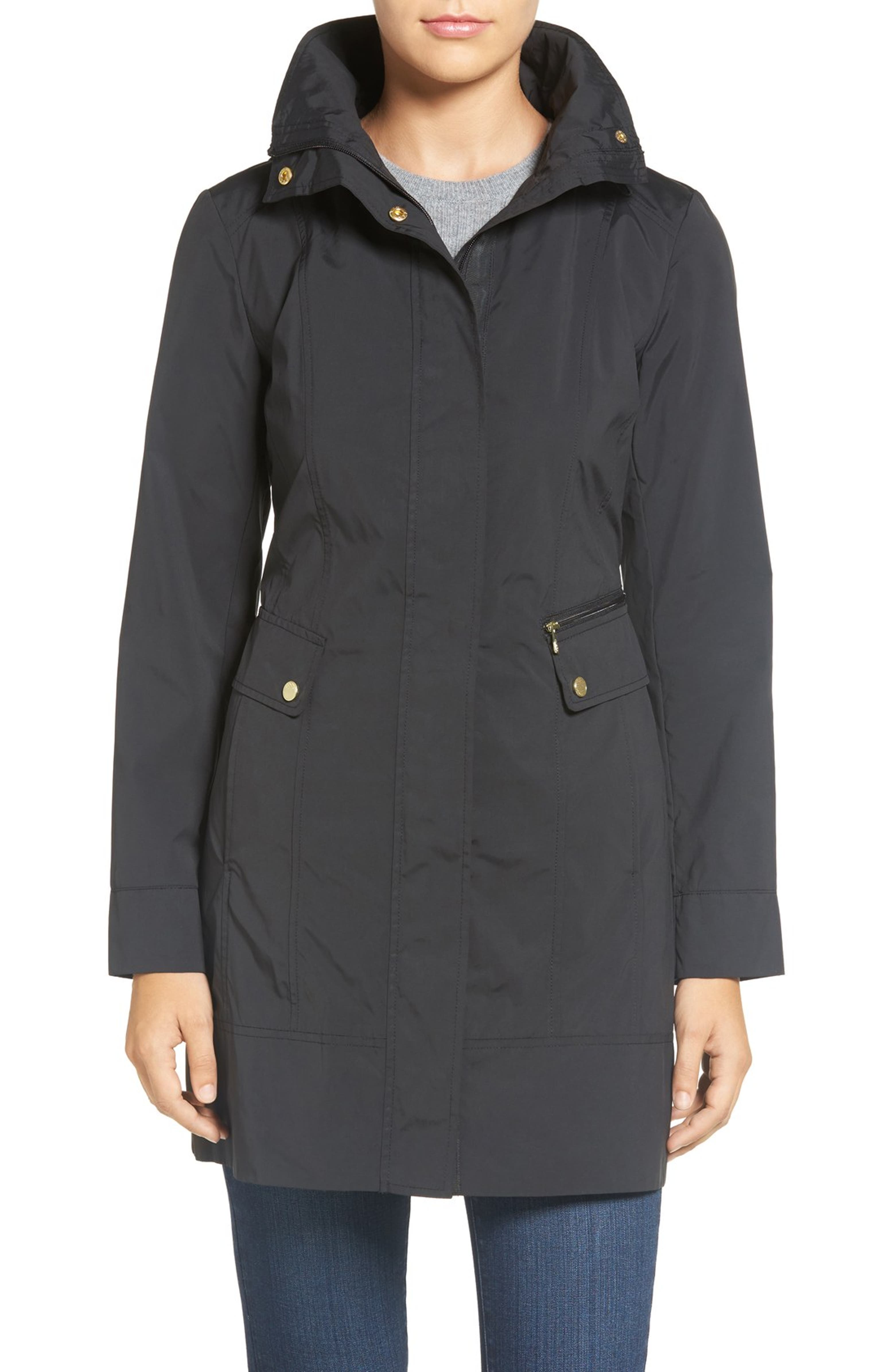 Cole Haan Signature Back Bow Packable Hooded Raincoat (Regular & Petite ...