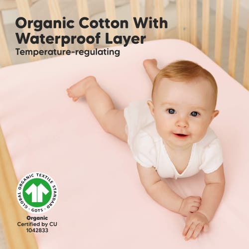 Keababies 2-pack Soothe [protect+] Waterproof Crib Sheets In Mist Rose