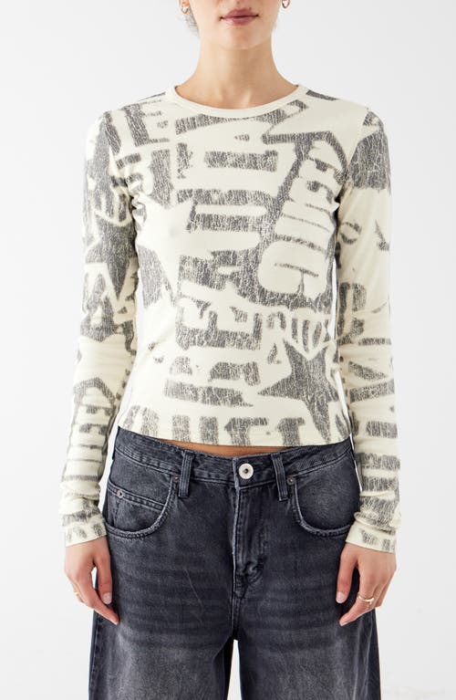 Shop Bdg Urban Outfitters Stamp Print Long Sleeve T-shirt In Ecru