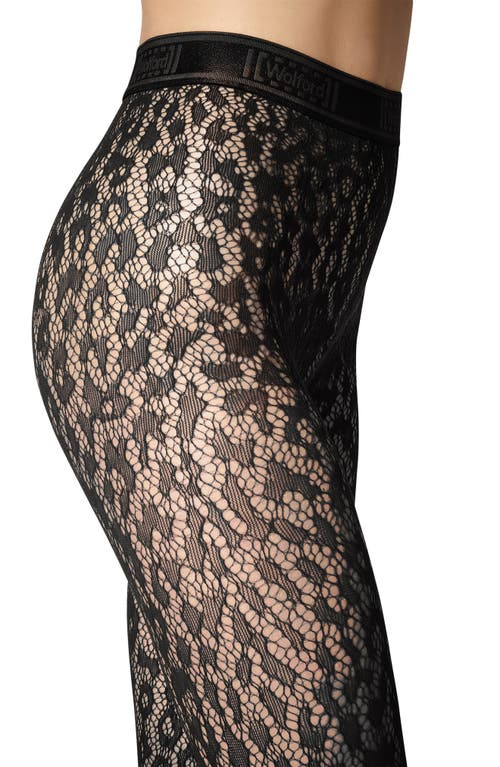 Shop Wolford Leo Lace Tights In Black