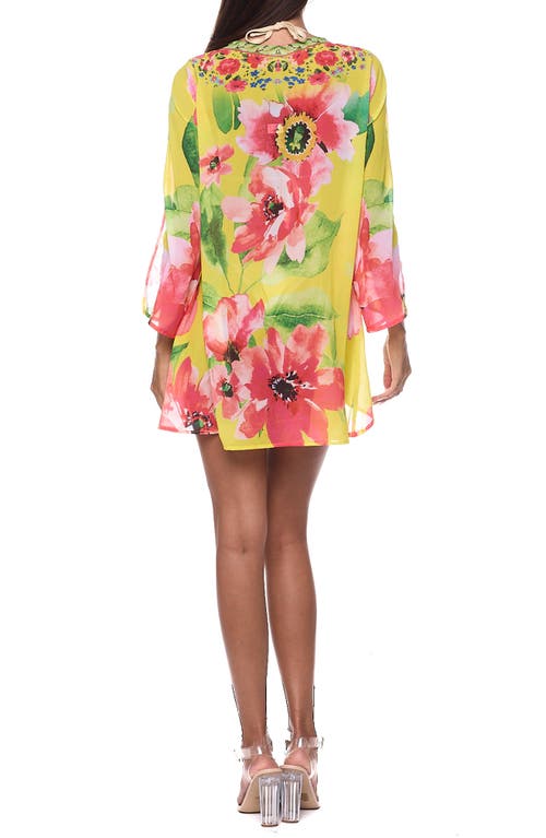 Ranee's Ranees Floral Cover-up Tunic In Yellow