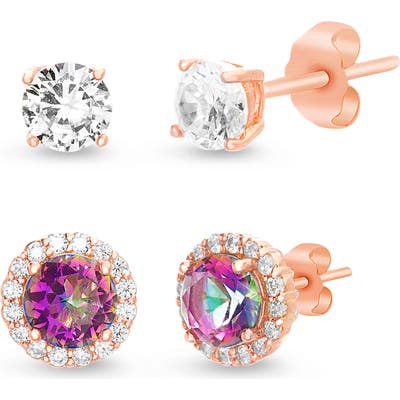 Lesa Michele Set Of 2 Cubic Zirconia Stud Earrings