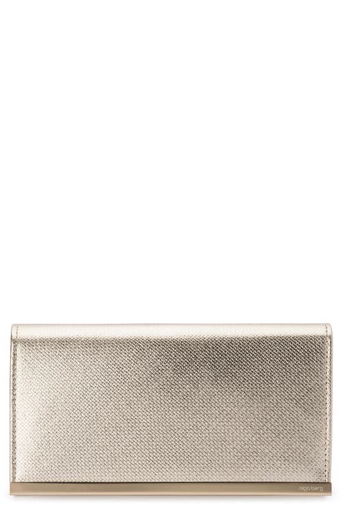 Maddie Metallic Embossed Foldover Clutch in Gold